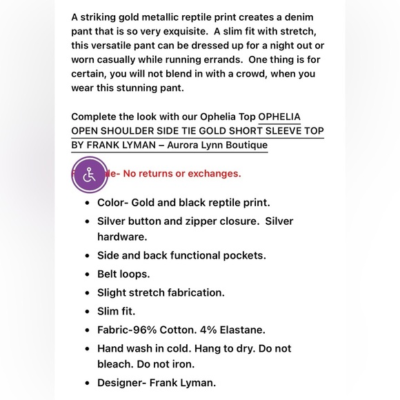 FRANK LYMAN METALLIC CAMO
reptile slim fit jeans-medium NWT - Picture 9 of 9